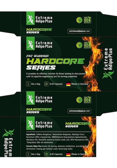 Adipo Extreme Plus Hardcore Series Fat Burner Appetite Control 30