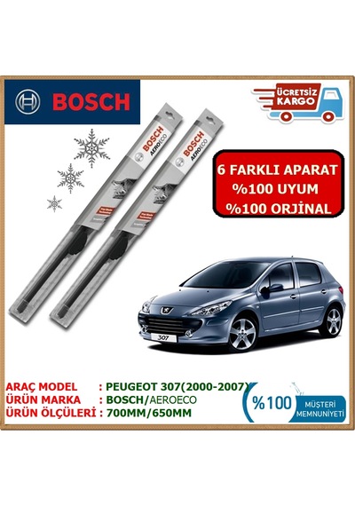 Peugeot 307 Ön Silecek Takımı Bosch  Aeroeco
