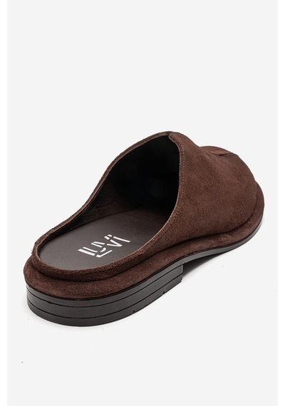 Luvishoes Tansy Kahverengi Süet Hakiki Deri Önü Kapalı Kadın Terlik