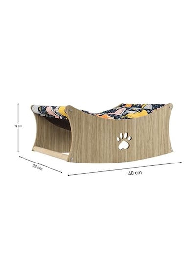 Gobypet Kedi Hamak Yatağı Ahşap Kedi Salıncağı Paspaslı Yükseltilmiş Evcil Hayvan Dinlenme Alanı Açık Gri