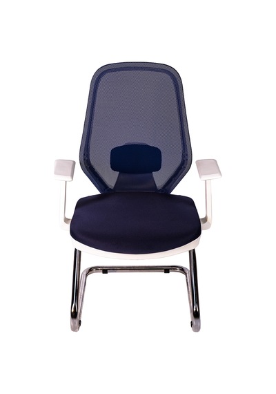 Ofisbazaar Dali Beyaz Fileli Misafir Koltuğu Ergonomik Toplantı Ve Bekleme Koltuğu Lacivert Lacivert