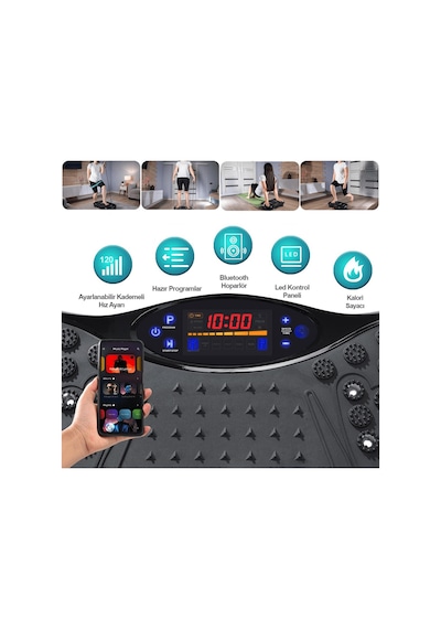 Yüksek Titreşimli Egzersiz Platformu Bluetooth Masaj Aleti Ev Fitness Cihazı Direnç Lastiği Hediye