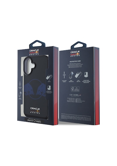 Apple Uyumlu iPhone 16 Kılıf Redbull Lisanslı Magsafe Özellikli Iml Çift Boğa Baskılı Sert Pc Kapak Lacivert