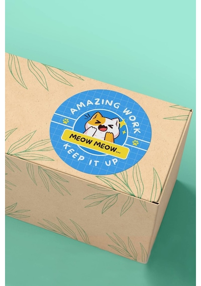 Amazing Work Meow Meow Kedi Sticker 3x3cm St2218 Çok Renkli