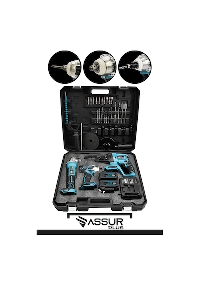Assur ASR1021-02-05 21V Hilti Somun Sökme Taşlama 3'lü Set Mavi