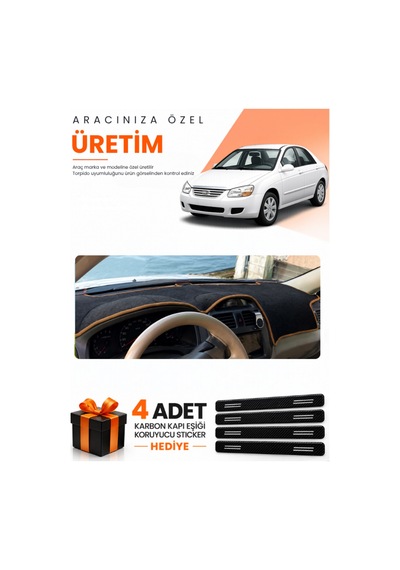 Kia Cerato 2004-2008 Uyumlu Torpido Koruma Örtüsü Oto Kılıfı - Siyah Kahverengi
