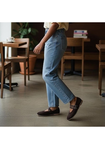Ne&ve Shoes Kahve Süet Hakiki Deri Kadın Çift Kapsüllü Babet Kahverengi