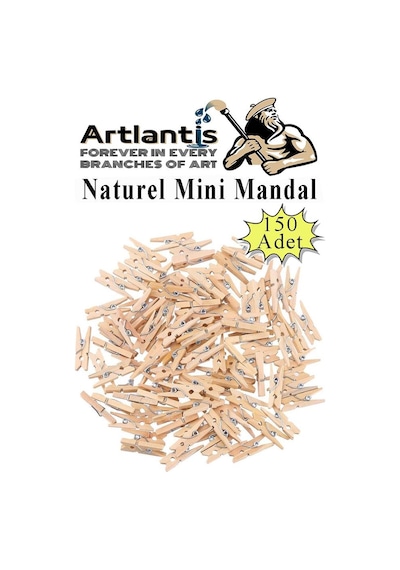 Naturel Mini Mandal Ahşap 150 Adet Renksiz Minik Mandal Dekoratif Süsleme Fotoğraf Asma Mandalı Dekarasyon