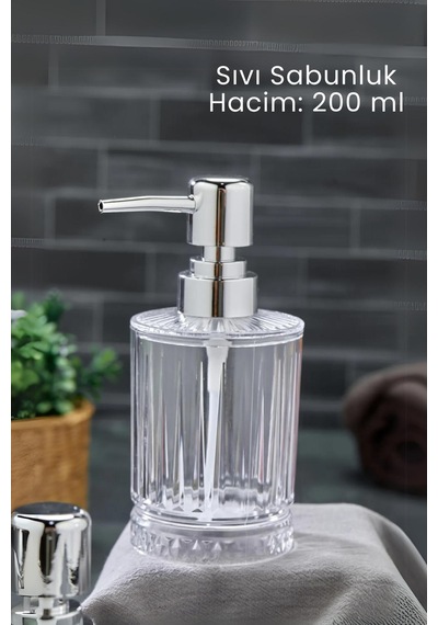 Grimorlife 2 Adet Akrilik Kristal Sıvı Sabunluk Mutfak Banyo Sabunluk Seti- 200 Ml Cam Değildir Şeffaf