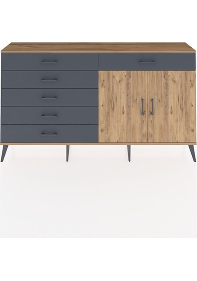 Arges Konsol Tek Raflı 6 Çekmeceli 2 Kapaklı 176x30x99 Çam-çam/an Çam-çam/antrasit Arges Konsol Tek Raflı 6 Çekmeceli 2 Kapaklı 176x30x99 Çam-çam/an Çam-çam/antrasit
