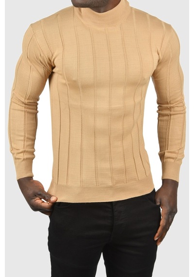 Deepsea Erkek Camel Slim Fit Likralı Tüylenme Yapmayan Yarım Balıkçı Çizgili Triko Yarım Boğazlı Kazak 2505503 Camel Deepsea Erkek Camel Slim Fit Likralı Tüylenme Yapmayan Yarım Balıkçı Çizgili Triko Yarım Boğazlı Kazak 2505503 Camel