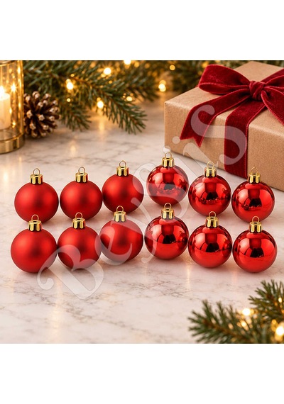 Beysüs Yılbaşı Çam Ağacı Süsü Cici Top 4 Cm 12li Kırmızı Diğer