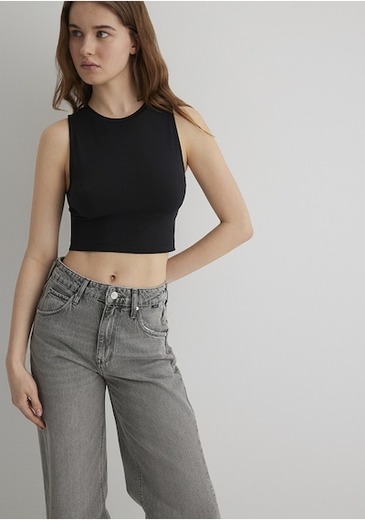 Mavi - Siyah Crop Top 1610786-900 Siyah -556298526-