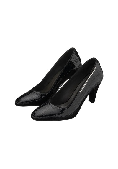 Costo Shoes 40-41-42-43-44 Numara Ays7986 Siyah Kroko Topuklu Özel Seri Kadın Stiletto Siyah