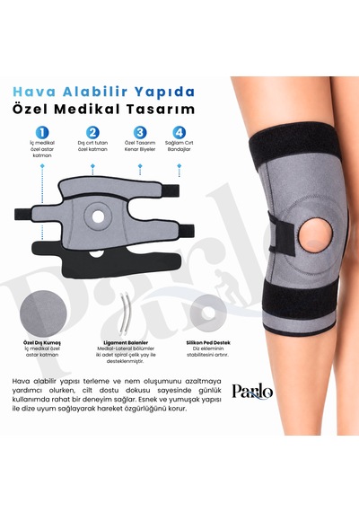 Ligament Ve Patella Destekli Dizlik 1 Çift Ayarlanabilir Spiral Balenli Ortopedik Diz Desteği
