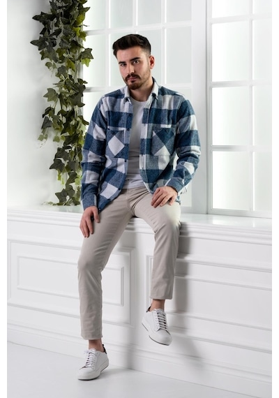 Dorss Slimfit Çift Cepli Ekoseli Erkek Oduncu Gömlek (516451181)