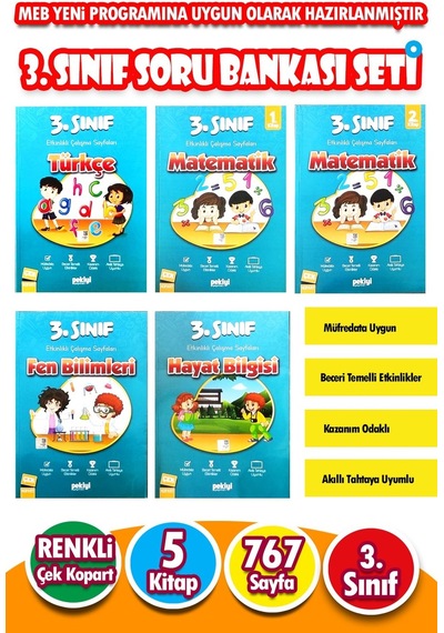 3.sınıf Etkinlikli Çalışma Seti 5 Kitap Toplam 767 Sayfa