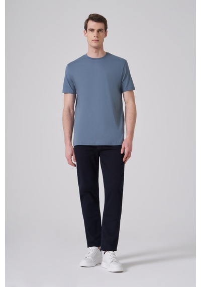 Morven Erkek İndigo Basic Bisiklet Yaka Dynamic Fit Pamuk T-shirt 26yc018008308 İndigo