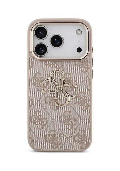 Apple Uyumlu iPhone 17 Pro Kılıf Guess Lisanslı Gold Kamera Çerçeveli 4g Desenli Büyük 4g Ve Yazı Logolu Pembe Pembe