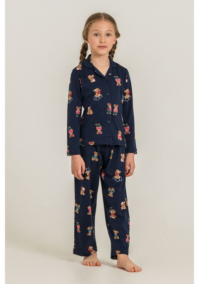 Rolypoly Anne Kız Winter Bear Lacivert Gömlek Pijama Takımı Rp3919-a-v2 Rp3919-a-v2