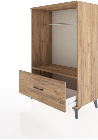 Hyperion Dolap Tek Raflı Tek Çekmeceli Tek Askılı 88x44x134 Ç... Çam
