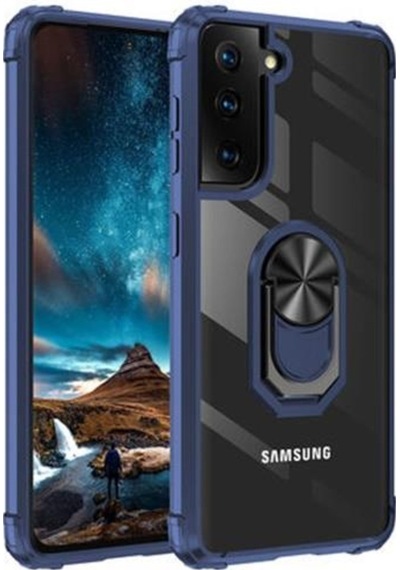 Galaxy S21 Plus Kılıf Kenarları Renkli Antişok Şeffaf Yüzüklü