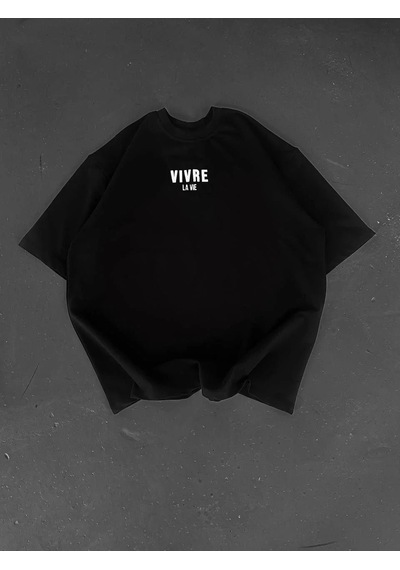 Assema Erkek Baskılı Oversize Bisiklet Yaka Kısa Kol T-shirt - Siyah Çok Renkli