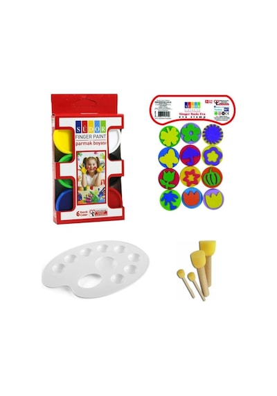 Parmak Boyası Seti Ponpon Fırçalı