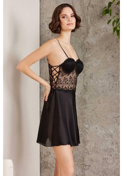 Pierre Cardin 6 Lı Saten Gecelik Çeyiz Takım Siyah