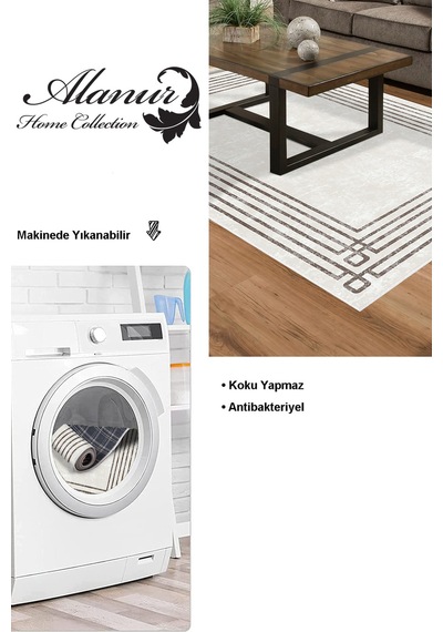 Dekoreko Kaymaz Taban Djt Salon Halısı Star Pamuk Modern M5142 Bej
