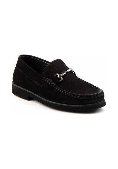 Bambi Siyah Hakiki Deri Erkek Loafer Ayakkabı E01194031501 Siyah