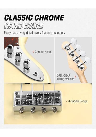 Donner Dpb-510r Jb-style Bas Gitar Vintage White