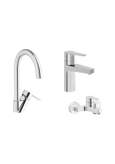 Artema Nora S Lavabo A42878 + Banyo A42870 + Eviye A42871 Krom Üçlü Batarya Set