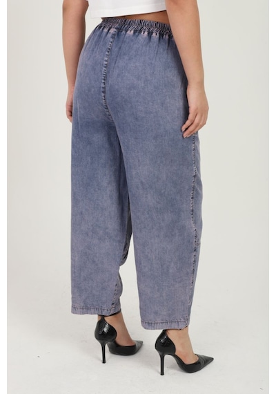 Zanessi Büyük Beden Beli Lastikli Ön Cepli Dikiş Detaylı Tensel Kumaş Dökümlü Denim Kadın Pantolon Bordo Zanessi Büyük Beden Beli Lastikli Ön Cepli Dikiş Detaylı Tensel Kumaş Dökümlü Denim Kadın Pantolon Bordo