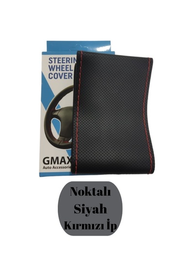 Direksiyon Kılıfı Sarmalı Dikmeli Lüks Noktalı Model Siyah Kırmızı İp Glz02420411 1 Adet