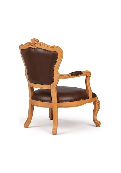 Royal Klasik Ahşap İşlemeli Berjer Natural