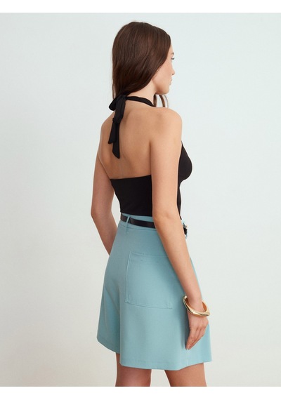 Dilvin 32973 Degaje Yaka Top-siyah