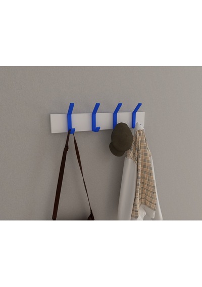 Hepsi3boyutlu Modern Duvar & Kapı Kanca Askılık - 4 Adet Mavi Kanca Askılık - Model No : 1 Mavi
