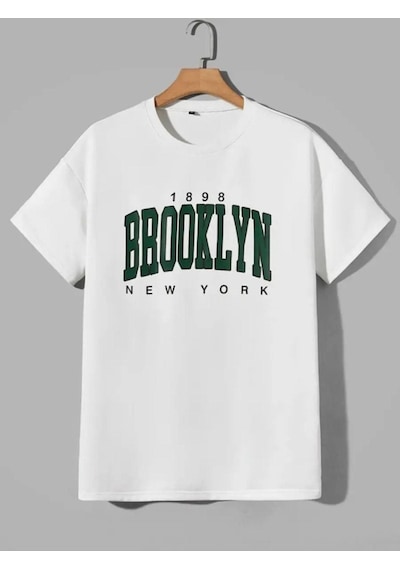 Brooklyn New York 1898 Alt Üst Baskılı Beyaz T-shirt Nefti Yeşil Şort Takım Oversize Unisex Yeşil Şort - Beyaz T-shirt Brooklyn New York 1898 Alt Üst Baskılı Beyaz T-shirt Nefti Yeşil Şort Takım Oversize Unisex Yeşil Şort - Beyaz T-shirt