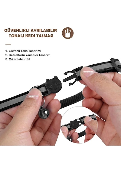 Teknetstore Takip Cihazı Ve Airtag Yuvalı Kedi Tasması 2'li Set Ios Android Uyumlu Boyun Tasması Gps
