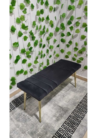 Özcan Metal Gold Metal Ayaklı Metal Kasalı Bench Mutfak Salon Antre Yatak Odası Balkon Puf Bank Füme