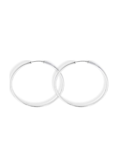 Oya Silver Oval Hatlı Yuvarlak Gümüş Halka Küpe 4.5x4.5cm- 3mm Kalınlık 925 Ayar