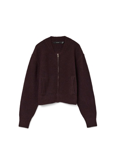 Vero Moda Bordo Kadın Fermuarlı Kazak Vmhanna Ls O-neck Zıpper Cardıgan B