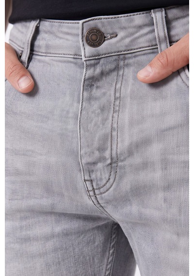 Deepsea Erkek Slim Fit Dar Kesim Likralı Gri Kot Pantolon Yumuşak Dokulu Esnek Jean 2600816