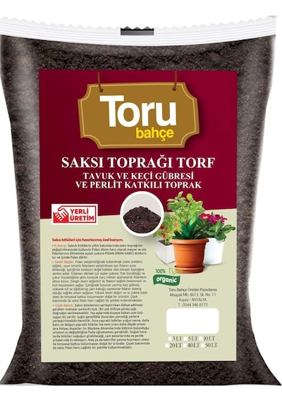 Toru Bahçe Saksı ve Bahçe Toprağı Torf Tavuk Keçi Gübreli ve Per