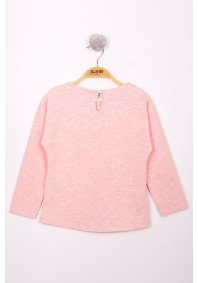 Toontoy Kids Toontoy Kız Çocuk Yazı Varaklı T-shirt Pembe Melanj