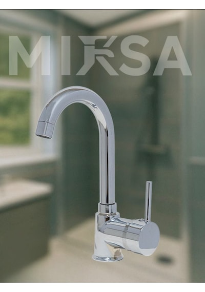 Armut Baston Borulu Banyo Lavabo Bataryası Çeşmesi Musluğu Çift Su Girişli Krom