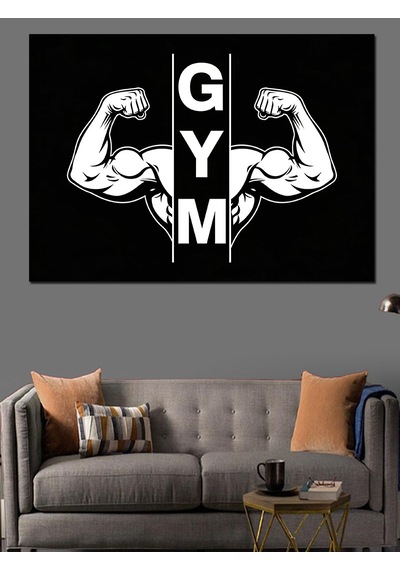 Ahşap Tablo Kaslı Kollar Ve Gym Yazısı İnsan Figürlü Tablolar