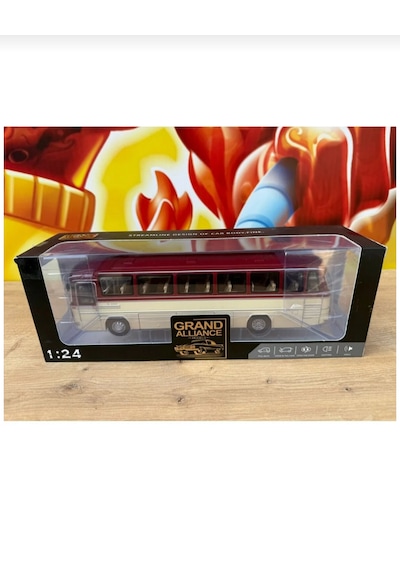 1:24 Mercedes Benz Otobüs Eski Nostaljik Otobüs Krem-bordo 25cm