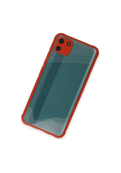 Newface Realme C11 Kılıf Miami Şeffaf Silikon - Kırmızı